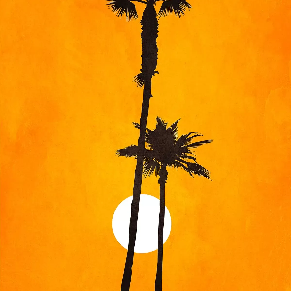 Illustration numéro 3 du produit Tableau scandinave Sunset palm imprimé sur toile 60x90 cm