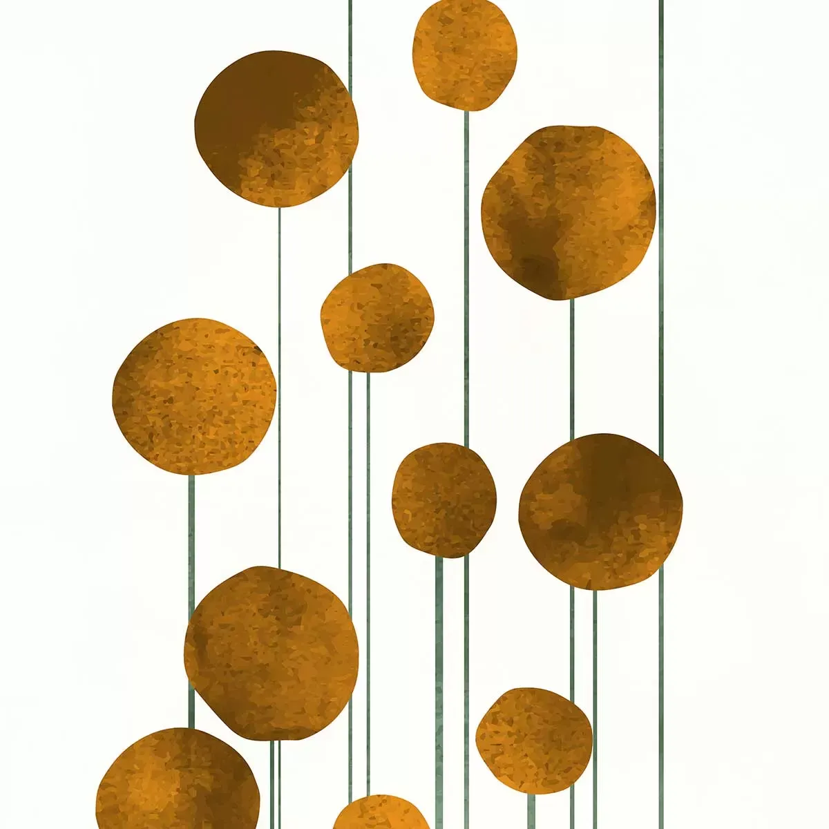 Illustration numéro 3 du produit Tableau fleurs d'eau dorées imprimé sur toile 30x45 cm