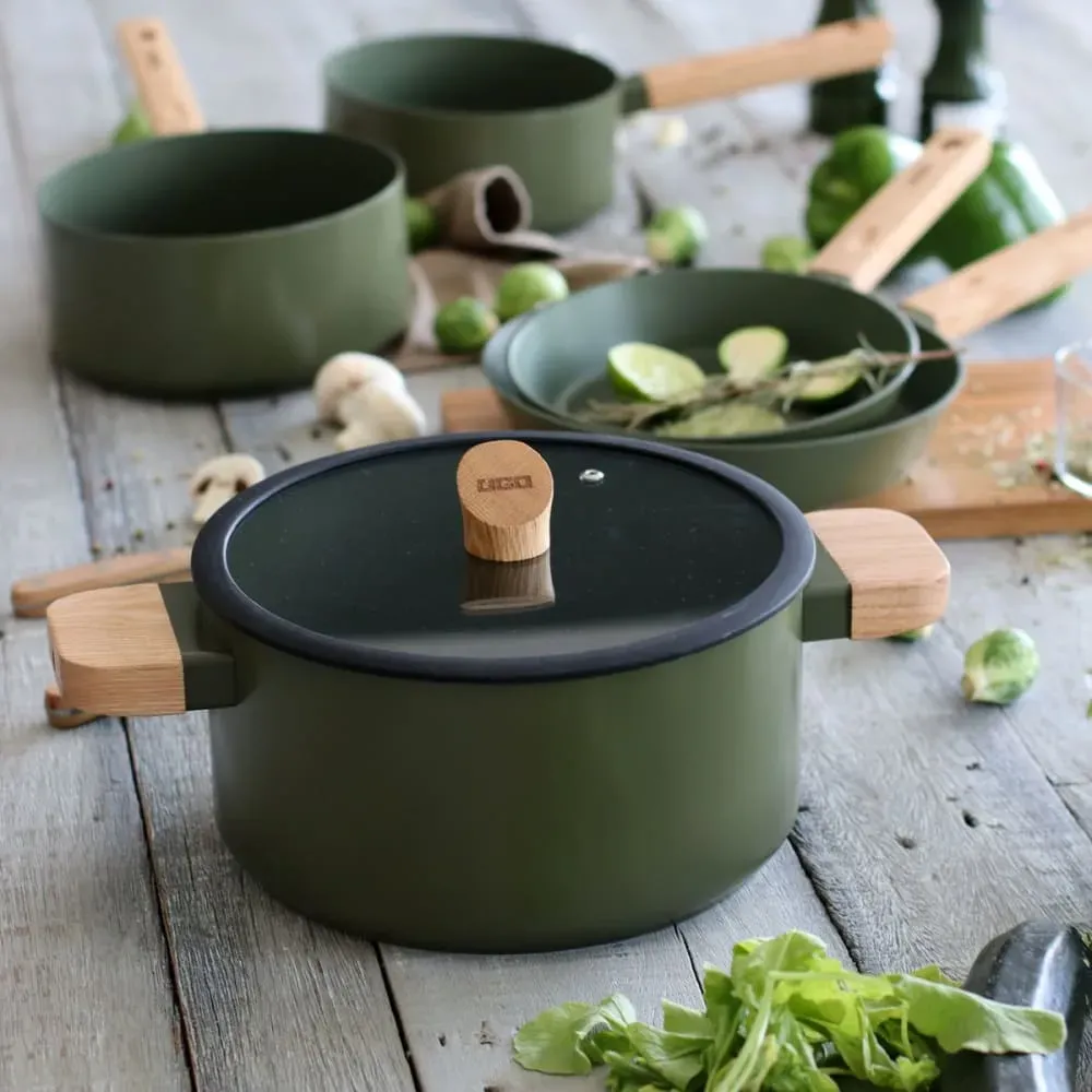 Illustration numéro 3 du produit Faitout en revêtement céramique kaki 24cm - tous feux