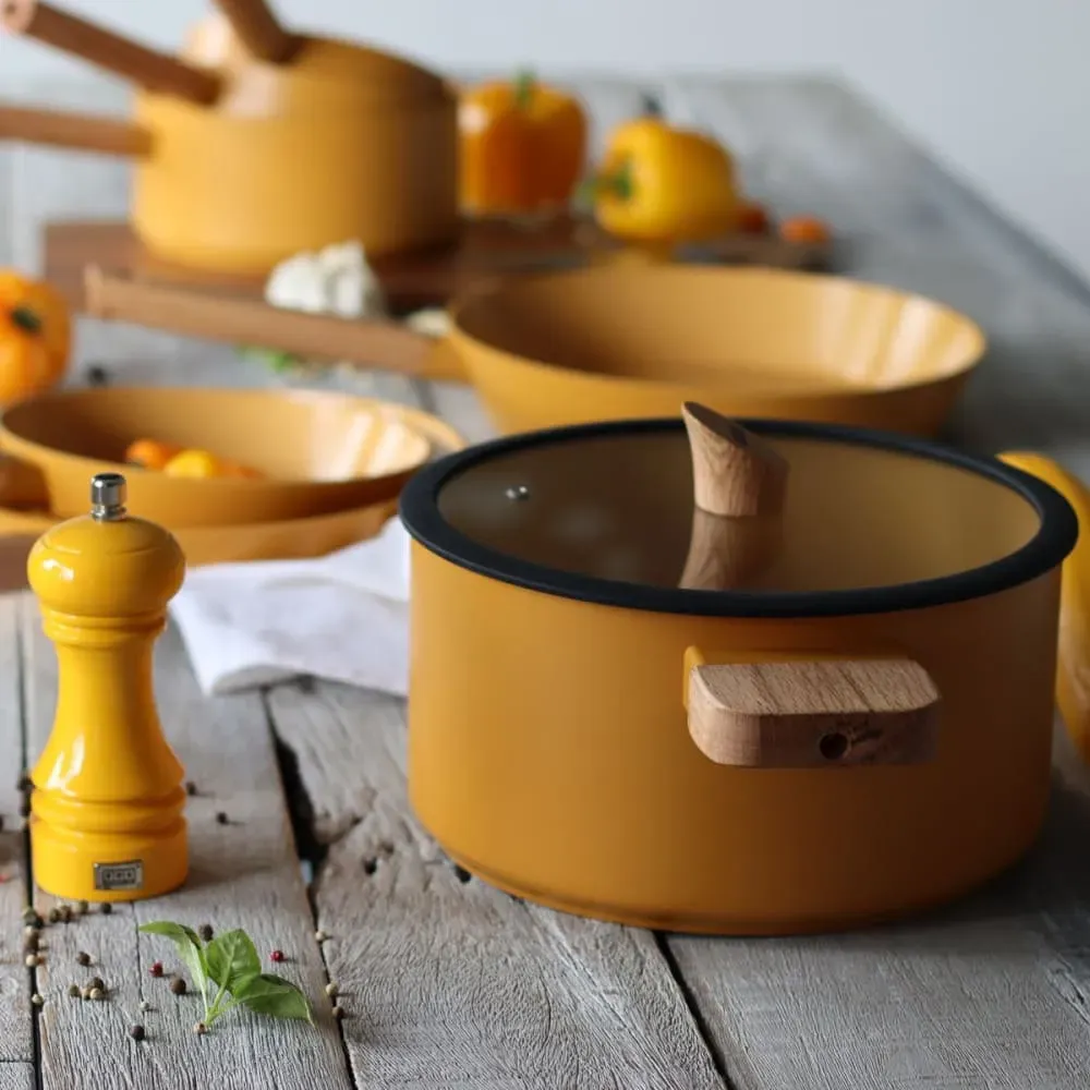 Illustration numéro 3 du produit Faitout en revêtement céramique jaune 24cm - tous feux