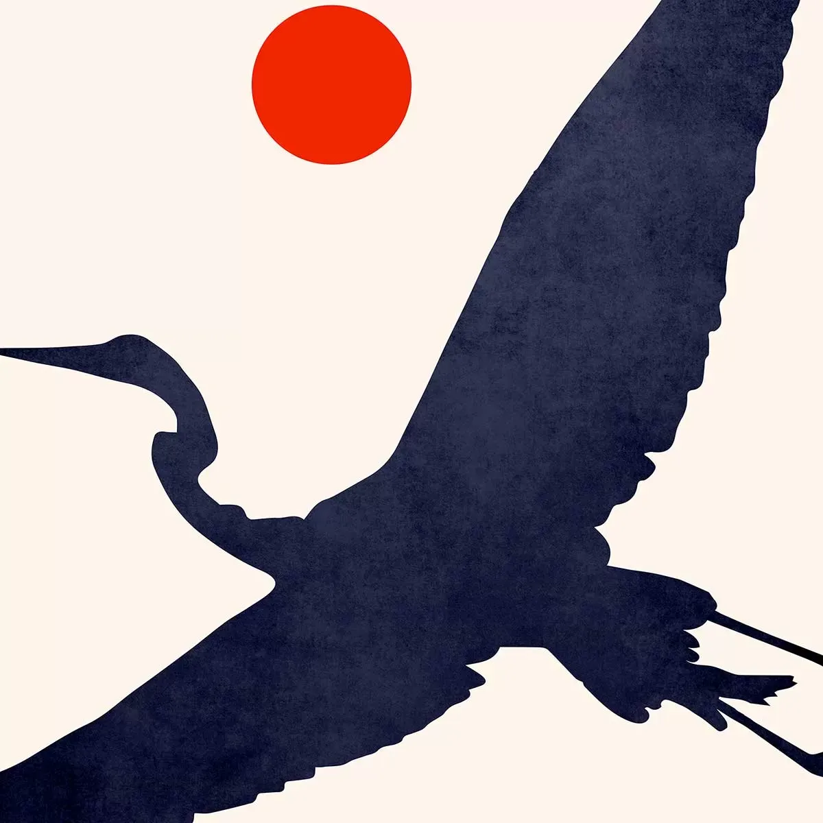 Illustration numéro 3 du produit Tableau animaux Grue au soleil levant imprimé sur toile 30x45 cm