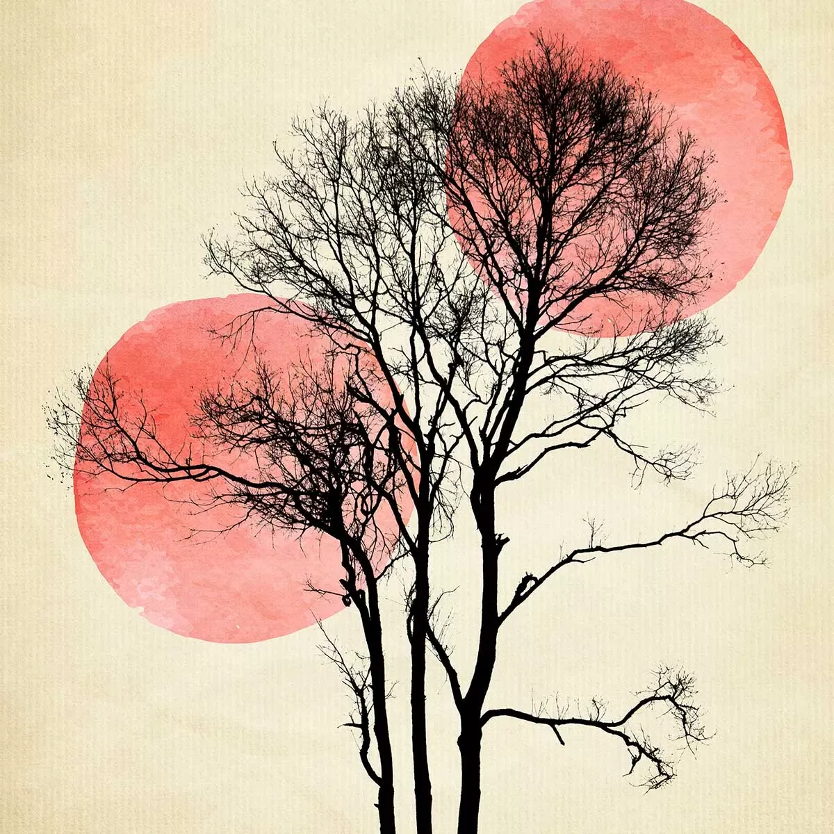 Illustration numéro 3 du produit Tableau abstrait lune et soleil d'hiver imprimé sur toile 30x45 cm