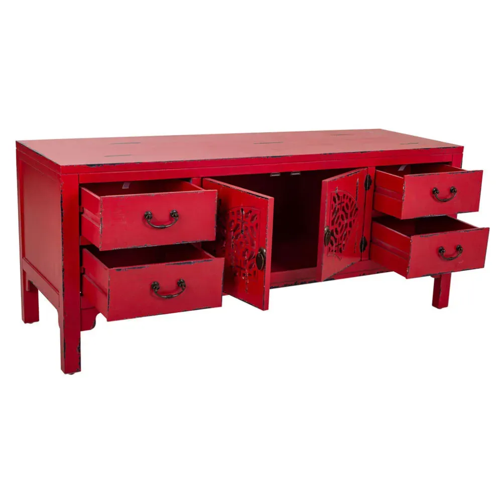 Illustration numéro 3 du produit Buffet bas en bois rouge 120x40x50h