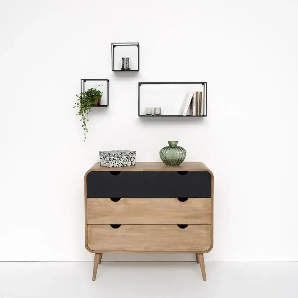 Illustration numéro 3 du produit Etagère murale en métal noir (lot de 3)