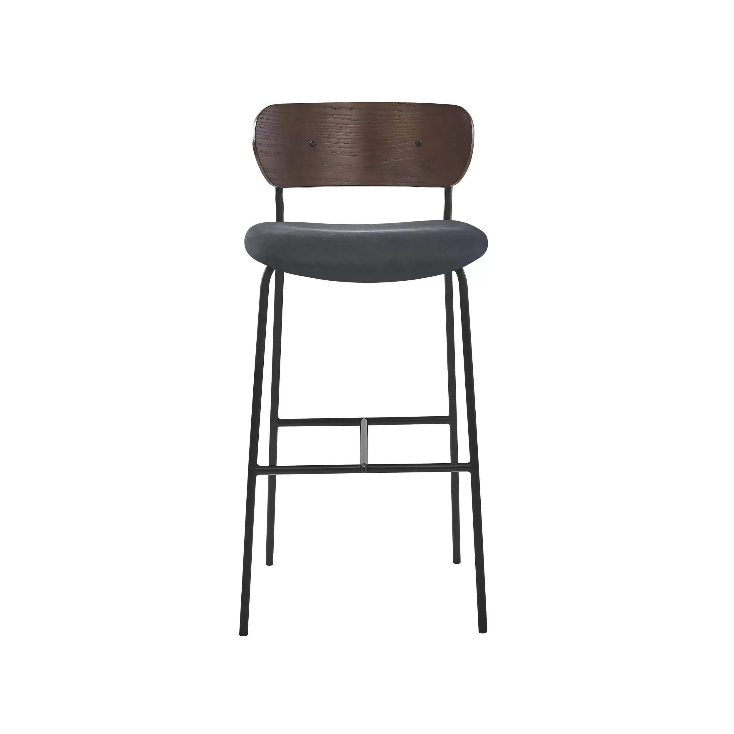 Illustration numéro 3 du produit Lot de 2 tabourets de bar en métal et frêne simili cuir