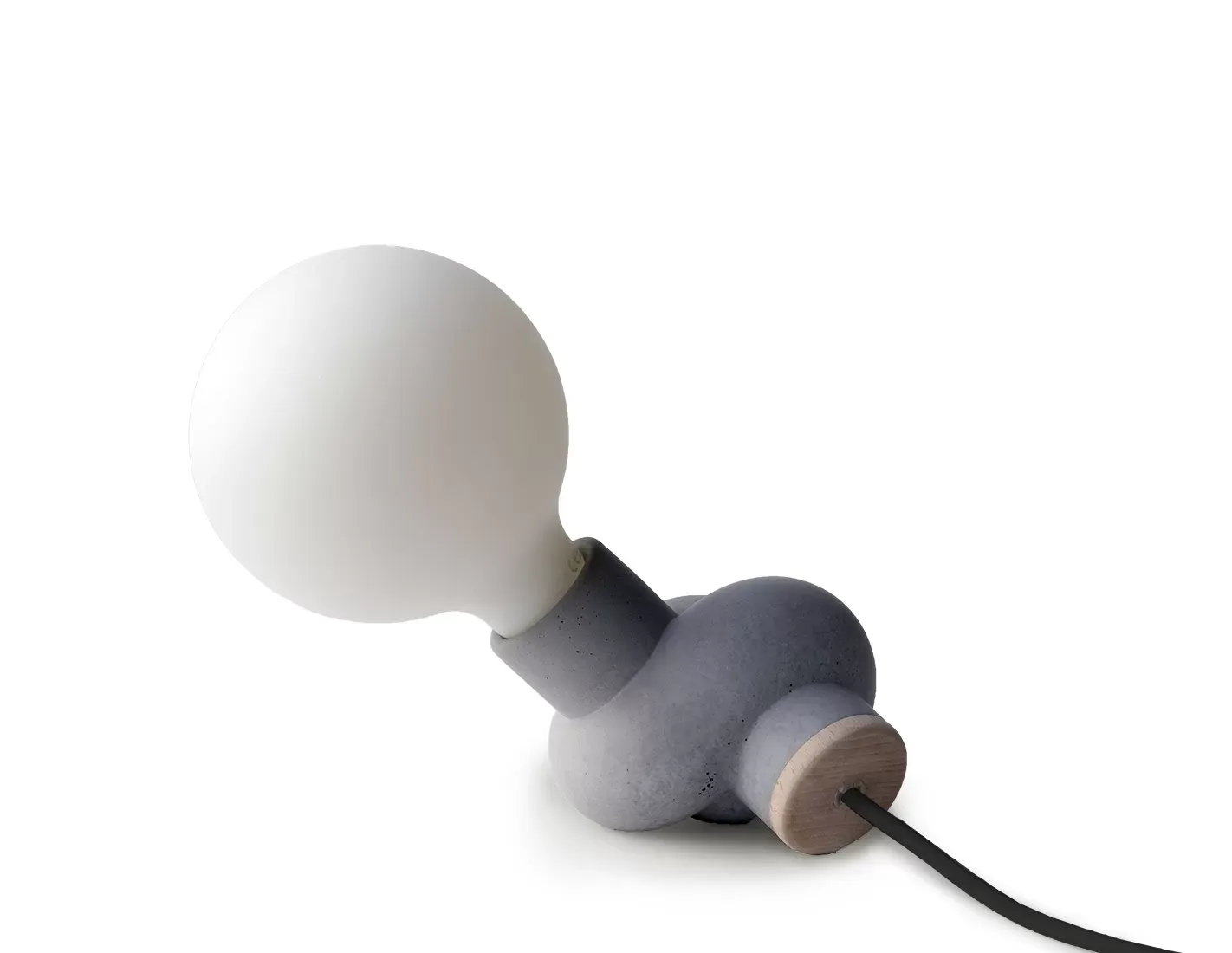 Illustration numéro 3 du produit Lampe à poser en béton et bois cordon noir ampoule LED porcelaine