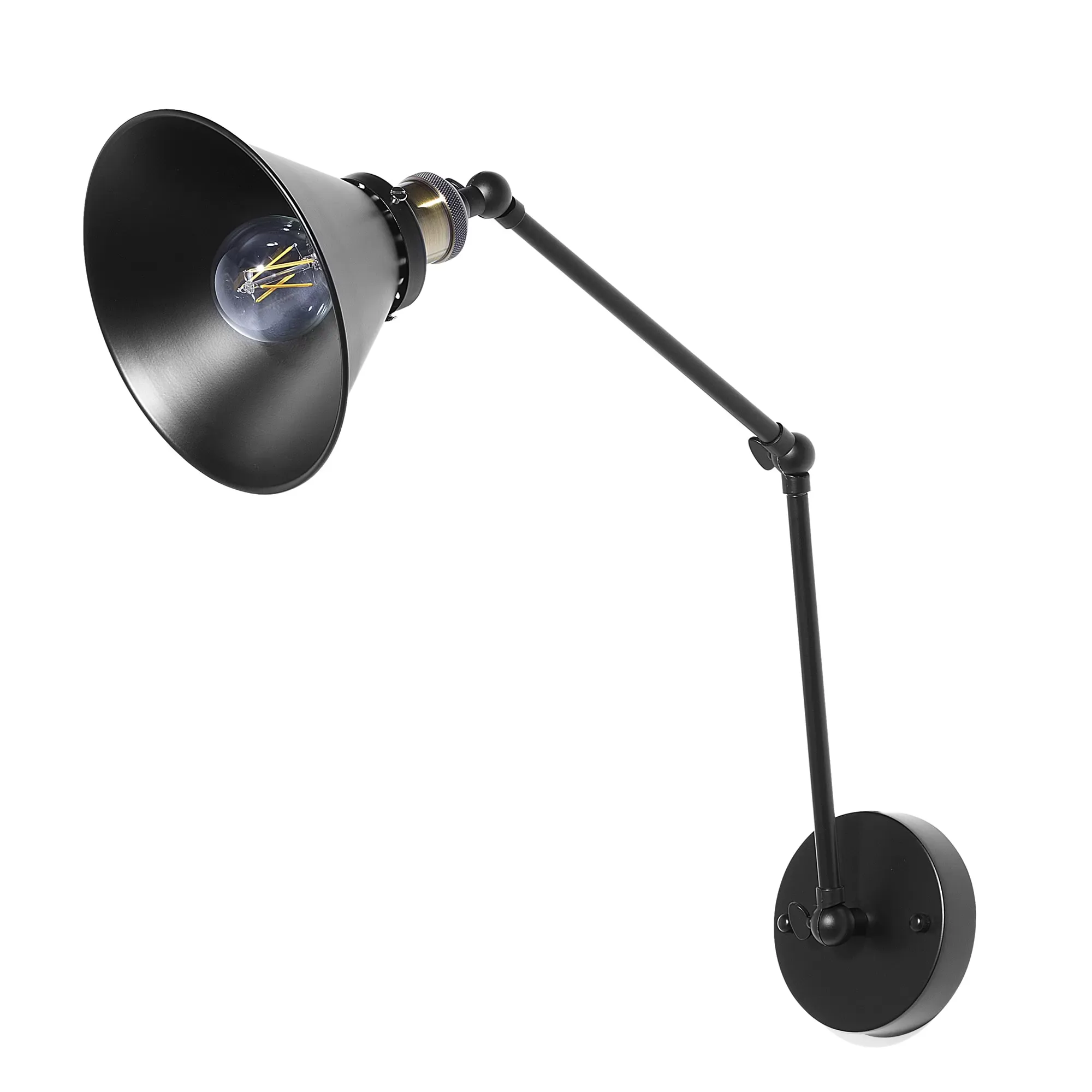 Illustration numéro 3 du produit Lot de 2 lampes murales réglable métal noir