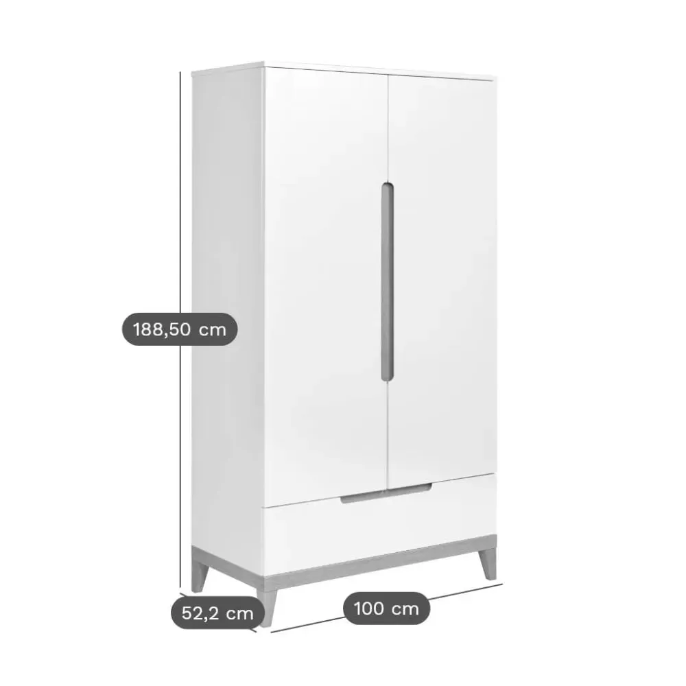 Illustration numéro 3 du produit Armoire 2 portes avec tiroir effet bois Blanc
