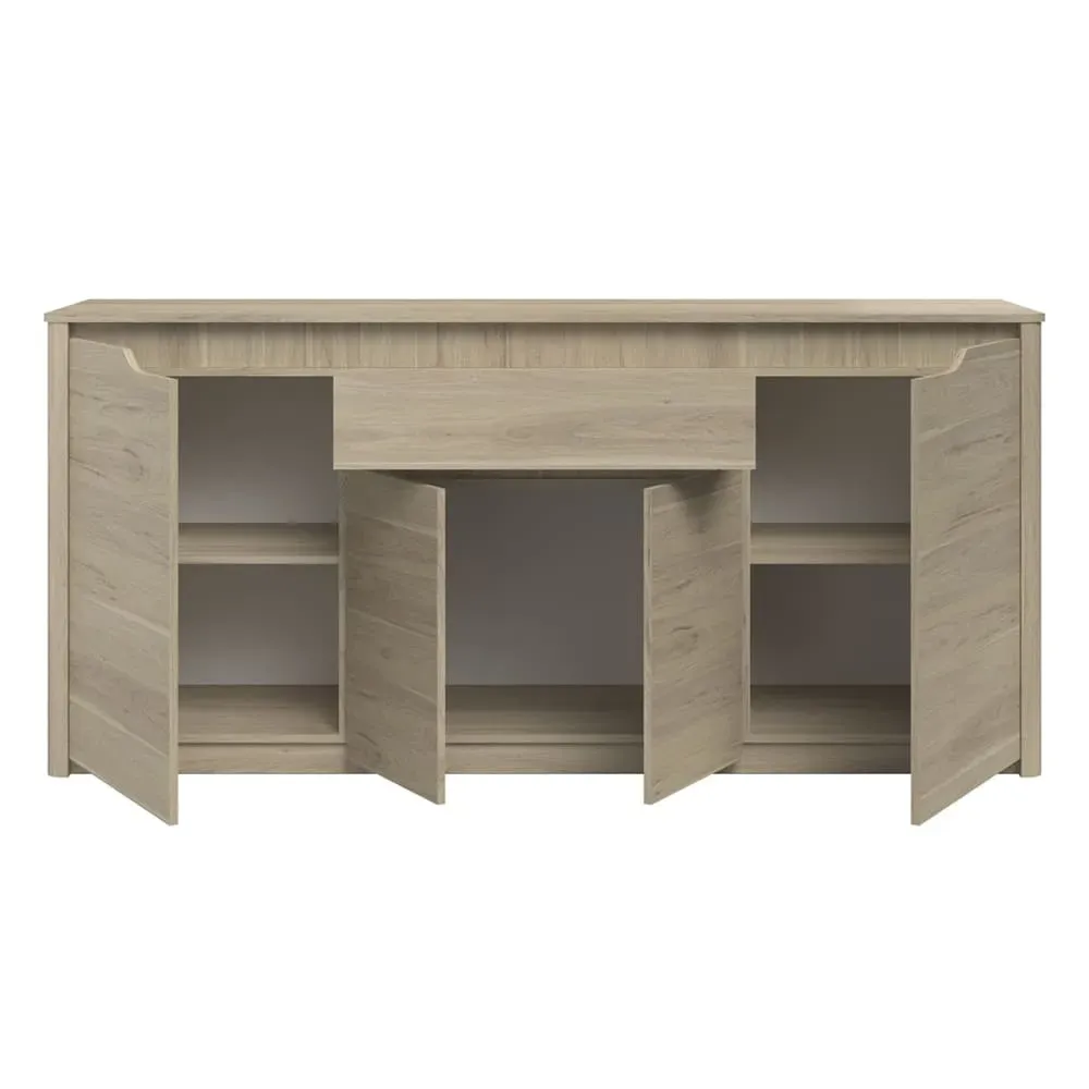 Illustration numéro 3 du produit Buffet 4 Portes 1 Tiroir L185 cm - Décor Chêne