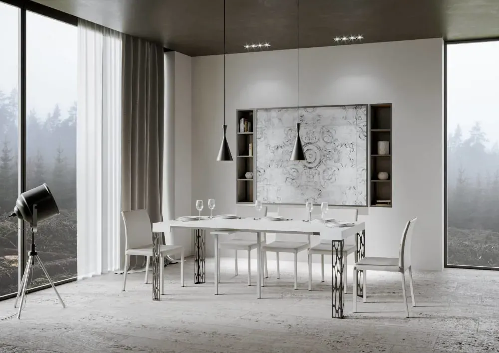 Illustration numéro 3 du produit Console extensible effet bois frêne blanc 90x40/300 cm