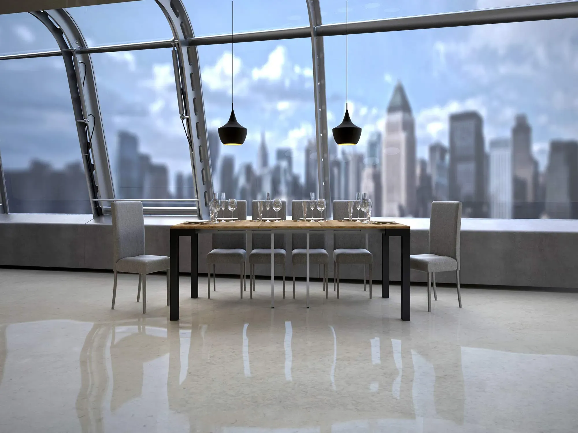 Illustration numéro 3 du produit Console extensible 90x40/300 cm effet bois chêne nature