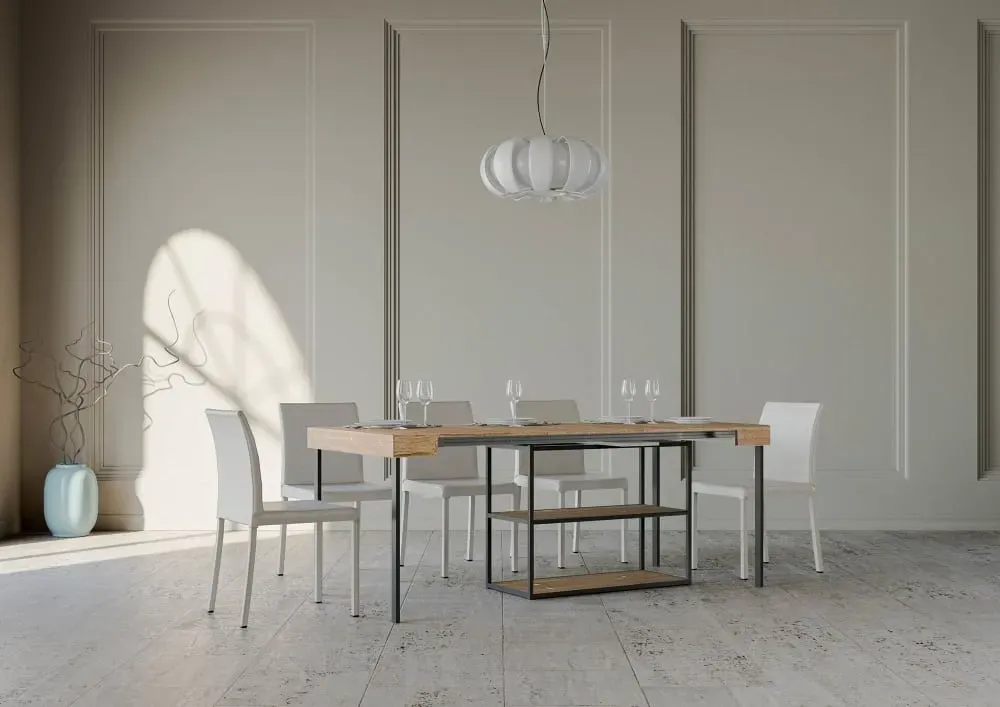 Illustration numéro 3 du produit Console extensible 90x40/196 cm effet bois chêne nature