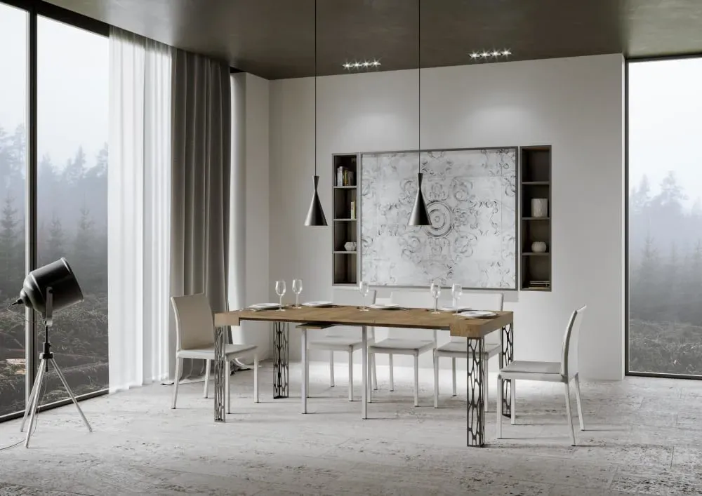 Illustration numéro 3 du produit Console extensible effet bois noyer 90x40/196 cm