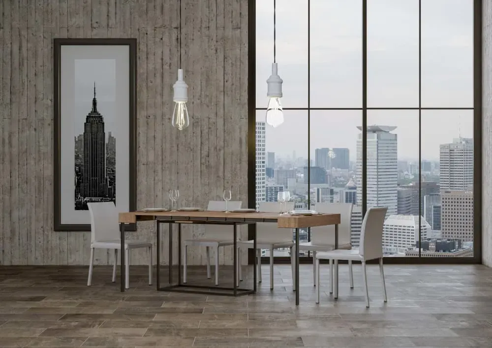 Illustration numéro 3 du produit Console extensible effet bois chêne nature 90x40/196 cm