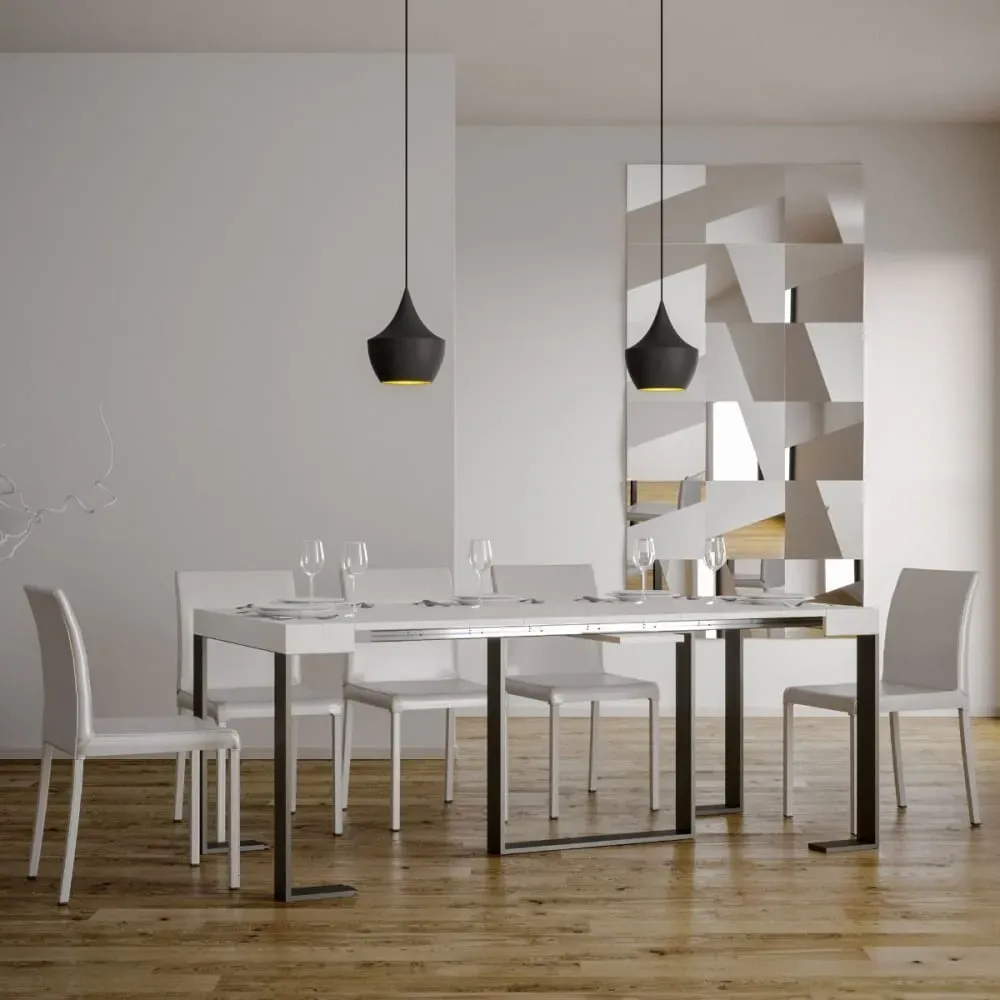 Illustration numéro 3 du produit Console extensible effet bois frêne blanc 90x40/196 cm