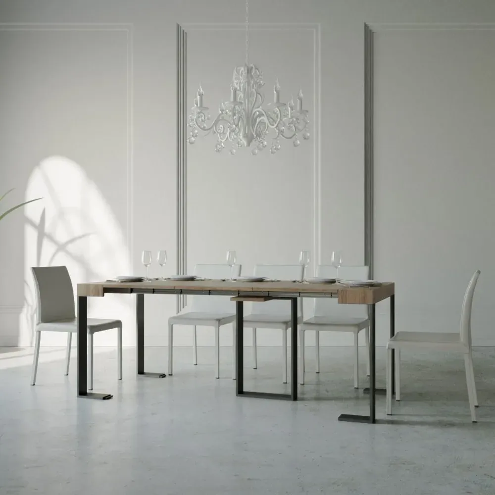 Illustration numéro 3 du produit Console extensible effet bois noyer 90x40/196 cm