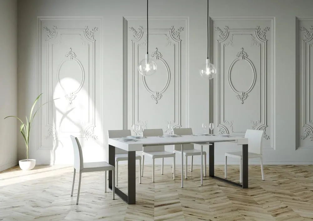 Illustration numéro 3 du produit Console extensible effet bois frêne blanc 90x40/300 cm