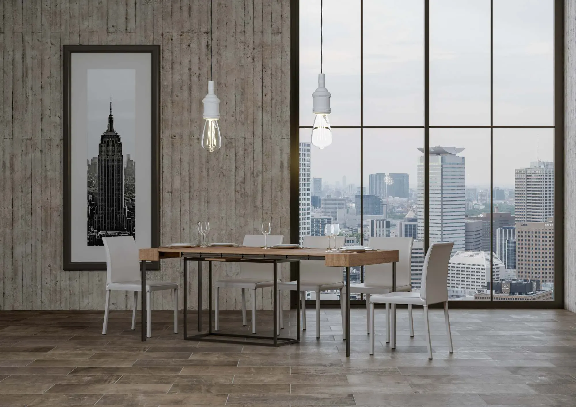 Illustration numéro 3 du produit Console extensible 90x40/300 cm effet bois chêne nature