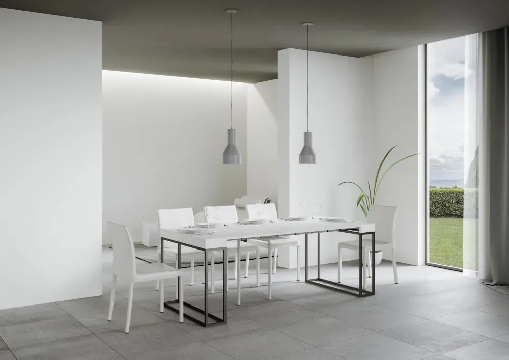 Illustration numéro 3 du produit Console extensible effet bois frêne blanc 90x40/300 cm