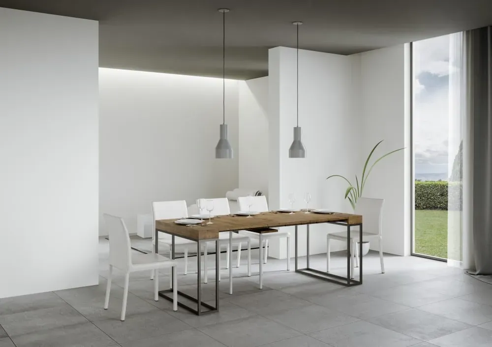 Illustration numéro 3 du produit Console extensible effet bois noyer 90x40/300 cm