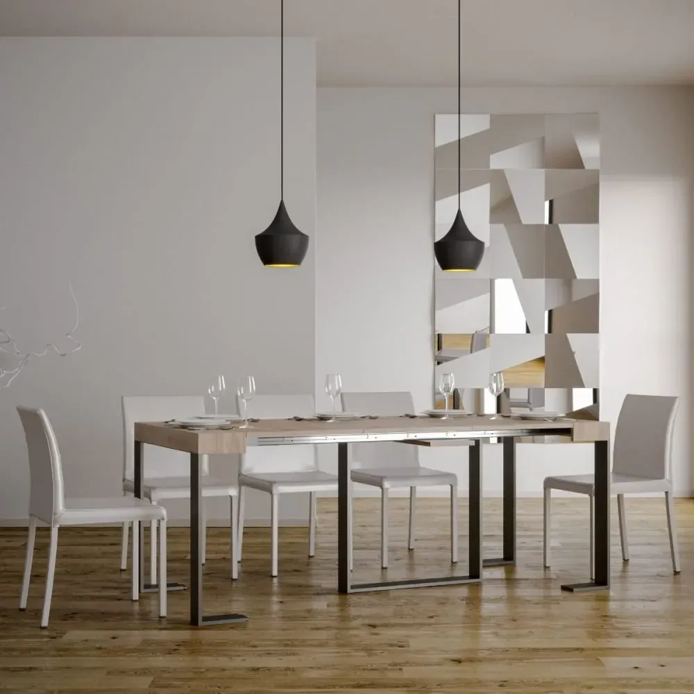 Illustration numéro 3 du produit Console extensible effet bois chêne nature 90x40/300 cm