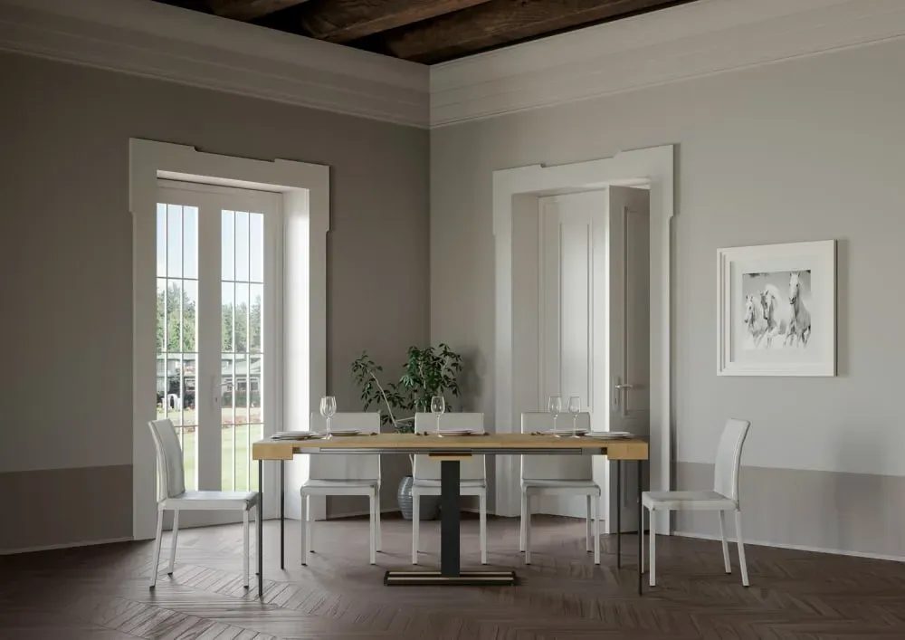 Illustration numéro 3 du produit Console extensible effet bois chêne nature 90x40/196 cm