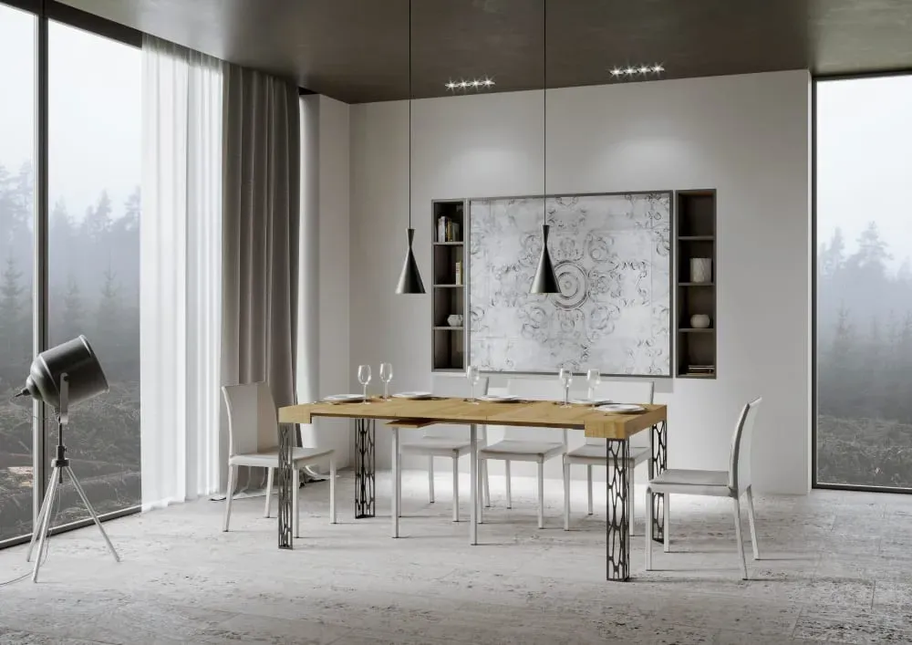 Illustration numéro 3 du produit Console extensible effet bois chêne nature 90x40/300 cm