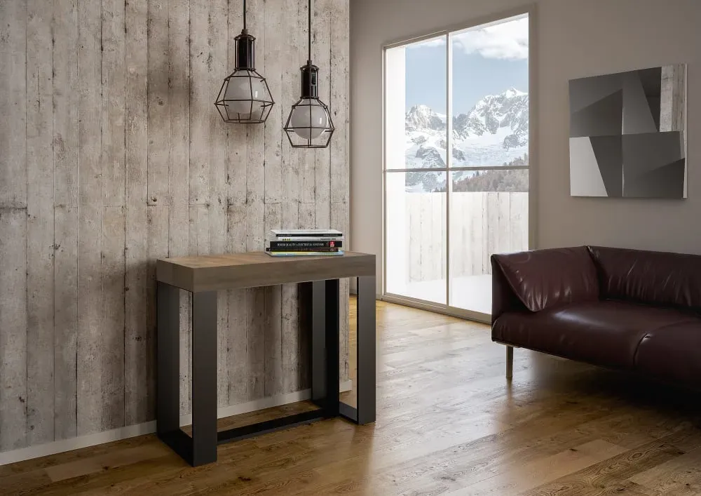 Illustration numéro 3 du produit Console extensible effet bois noyer 90x40/300 cm