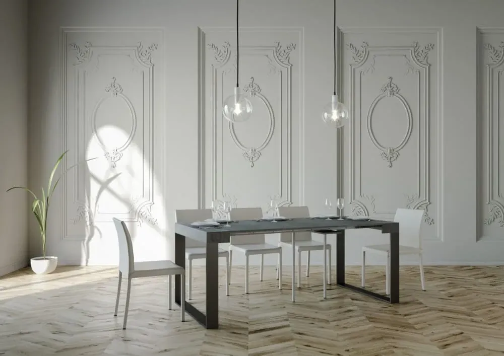 Illustration numéro 3 du produit Console extensible effet béton gris 90x40/196 cm