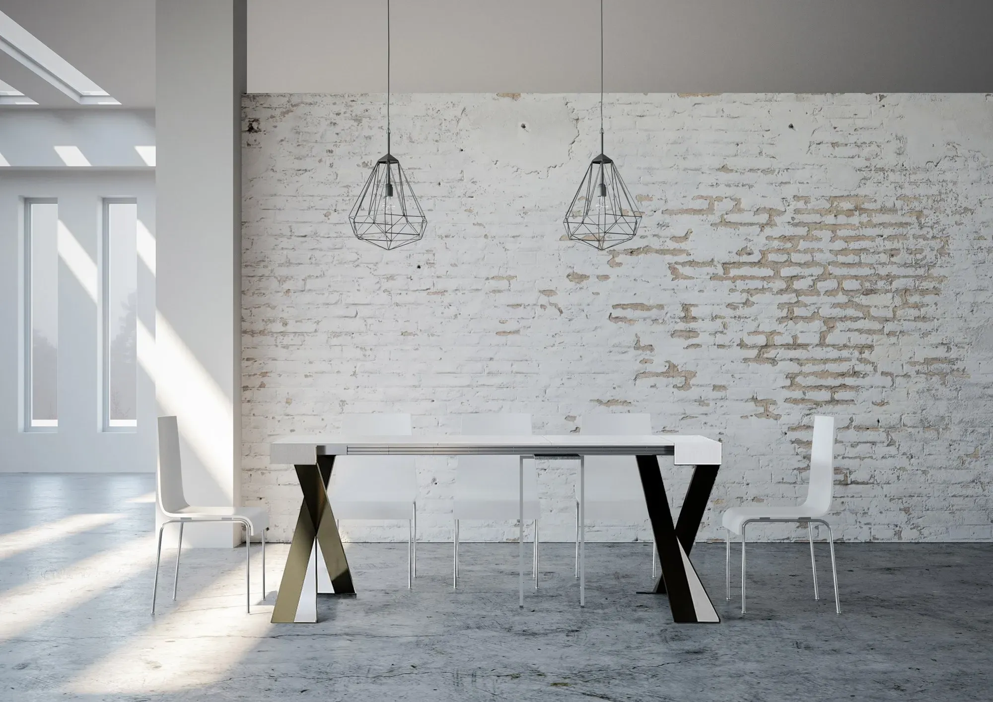 Illustration numéro 3 du produit Console extensible 90x40/196 cm effet bois frêne blanc