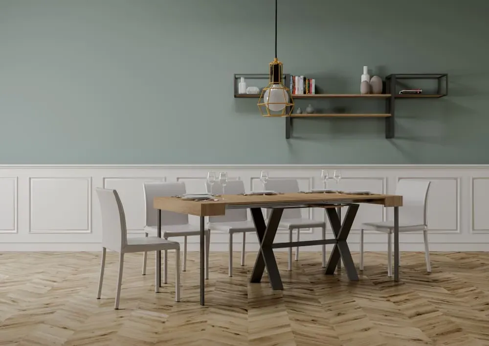 Illustration numéro 3 du produit Console extensible effet bois chêne nature 90x40/196 cm