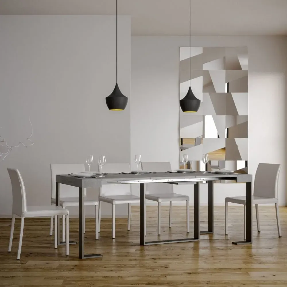 Illustration numéro 3 du produit Console extensible effet béton gris 90x40/300 cm