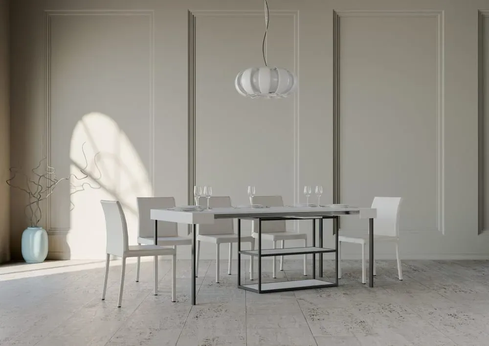 Illustration numéro 3 du produit Console extensible effet bois frêne blanc 90x40/196 cm