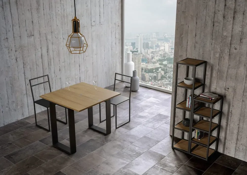 Illustration numéro 3 du produit Console extensible portefeuille effet bois noyer 90x45/90 cm