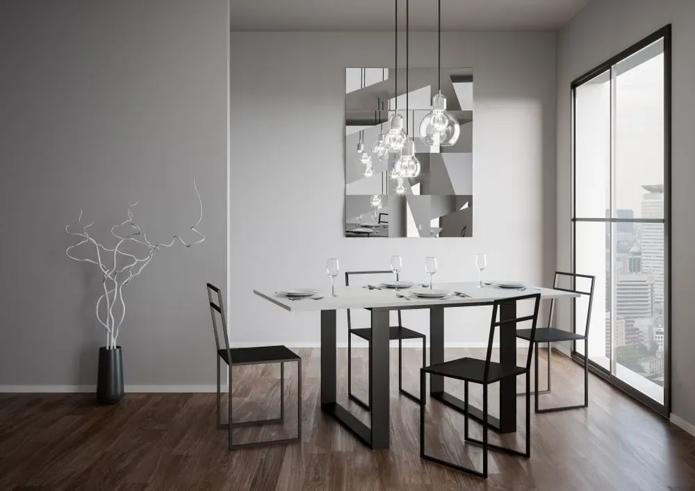 Illustration numéro 3 du produit Console extensible portefeuille effet bois frêne blanc 90x45/90 cm