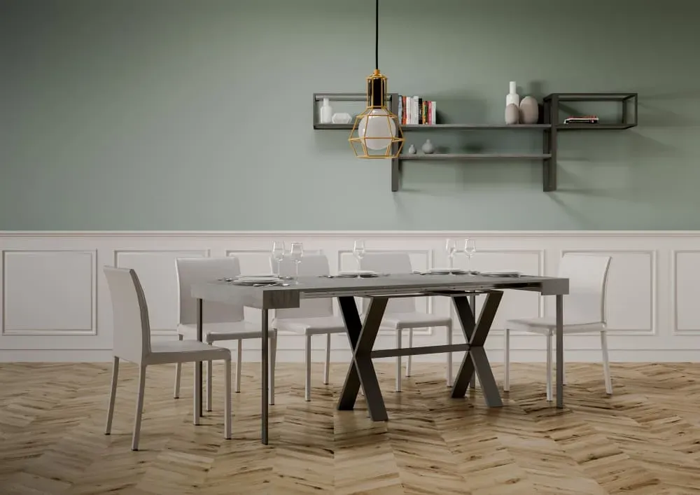 Illustration numéro 3 du produit Console extensible effet béton gris 90x40/300 cm