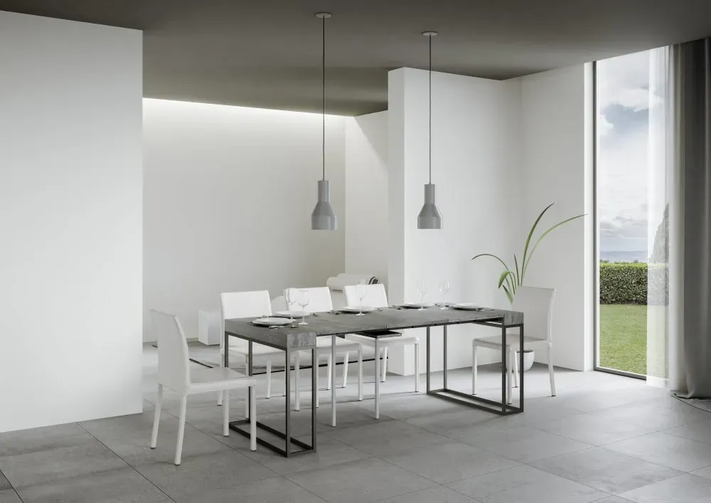 Illustration numéro 3 du produit Console extensible effet béton gris 90x40/300 cm