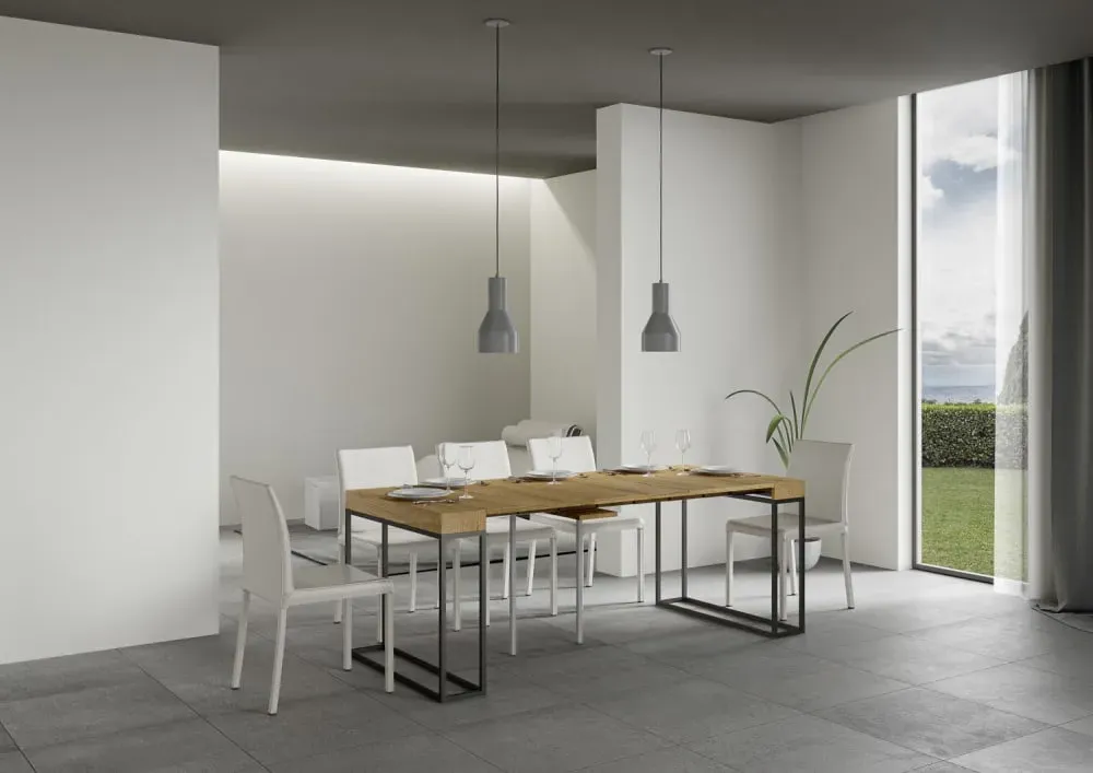 Illustration numéro 3 du produit Console extensible effet bois chêne nature 90x40/300 cm