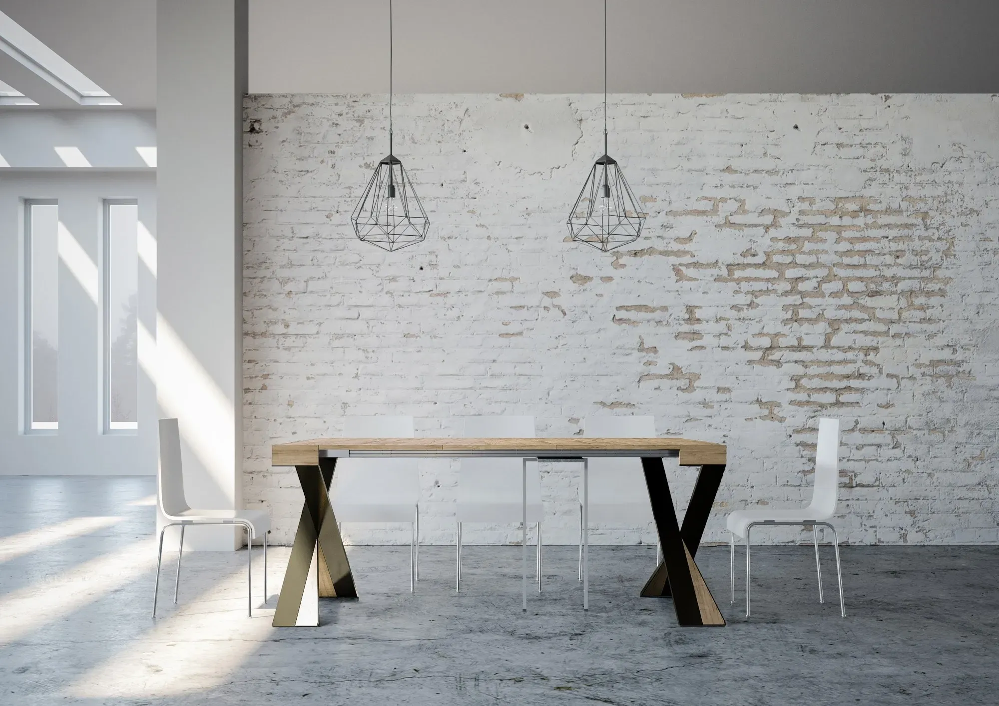 Illustration numéro 3 du produit Console extensible 90x40/196 cm effet bois chêne nature