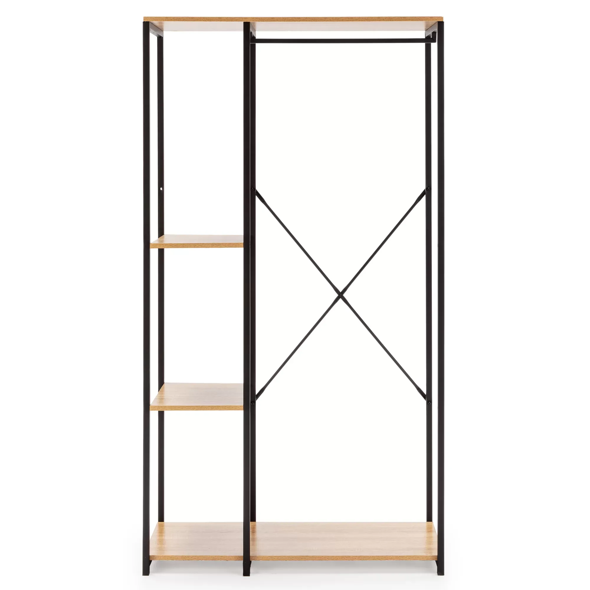 Illustration numéro 3 du produit Portemanteau avec étagère avec banc 3 étagères, couleur chêne/noir