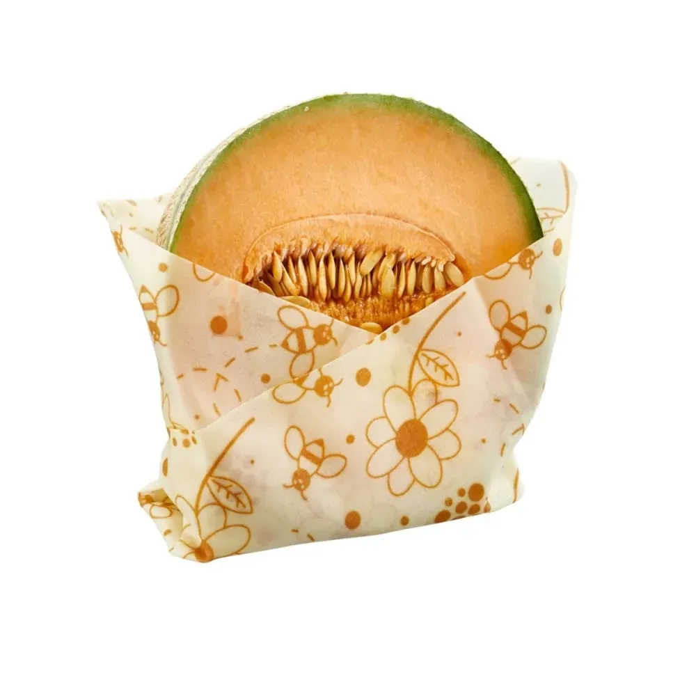 Illustration numéro 3 du produit Set de 3 linges à la cire d'abeille en coton blanc cassé