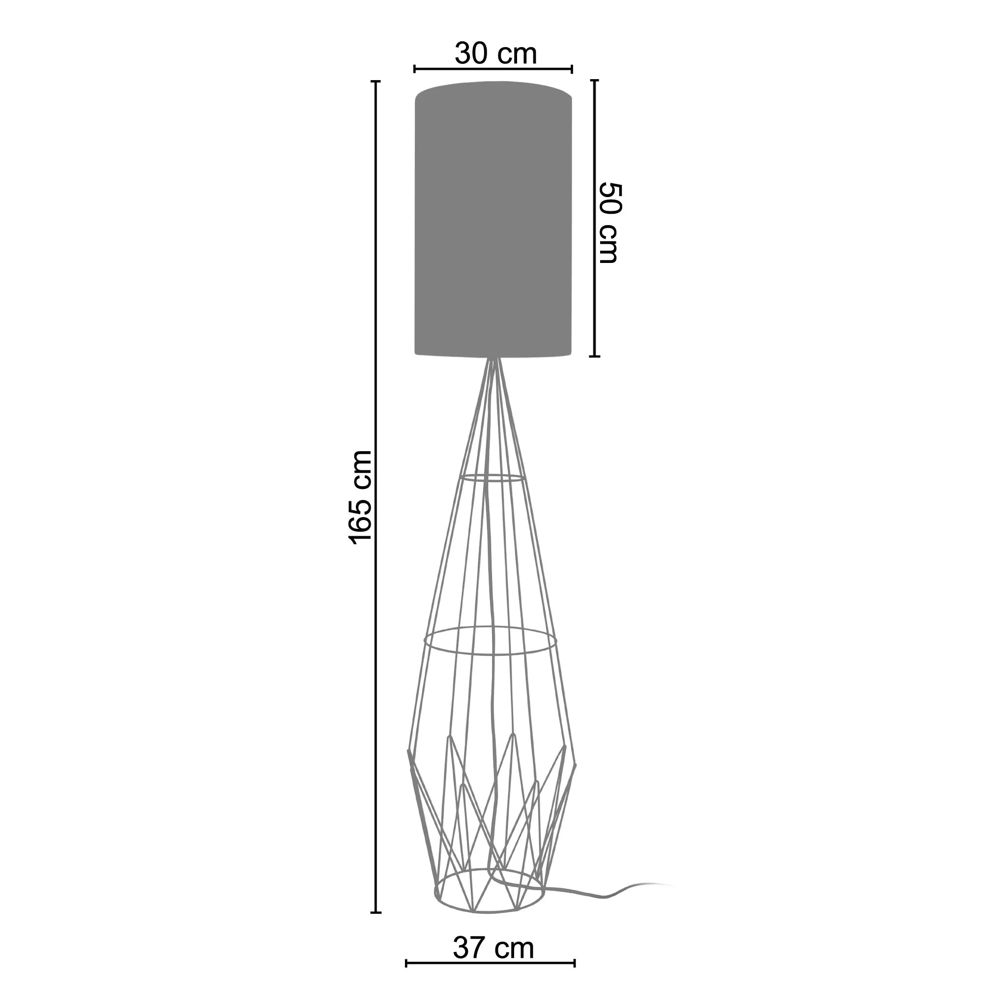 Illustration numéro 3 du produit Lampadaire  métal,Marron,H165xD30xP30cm