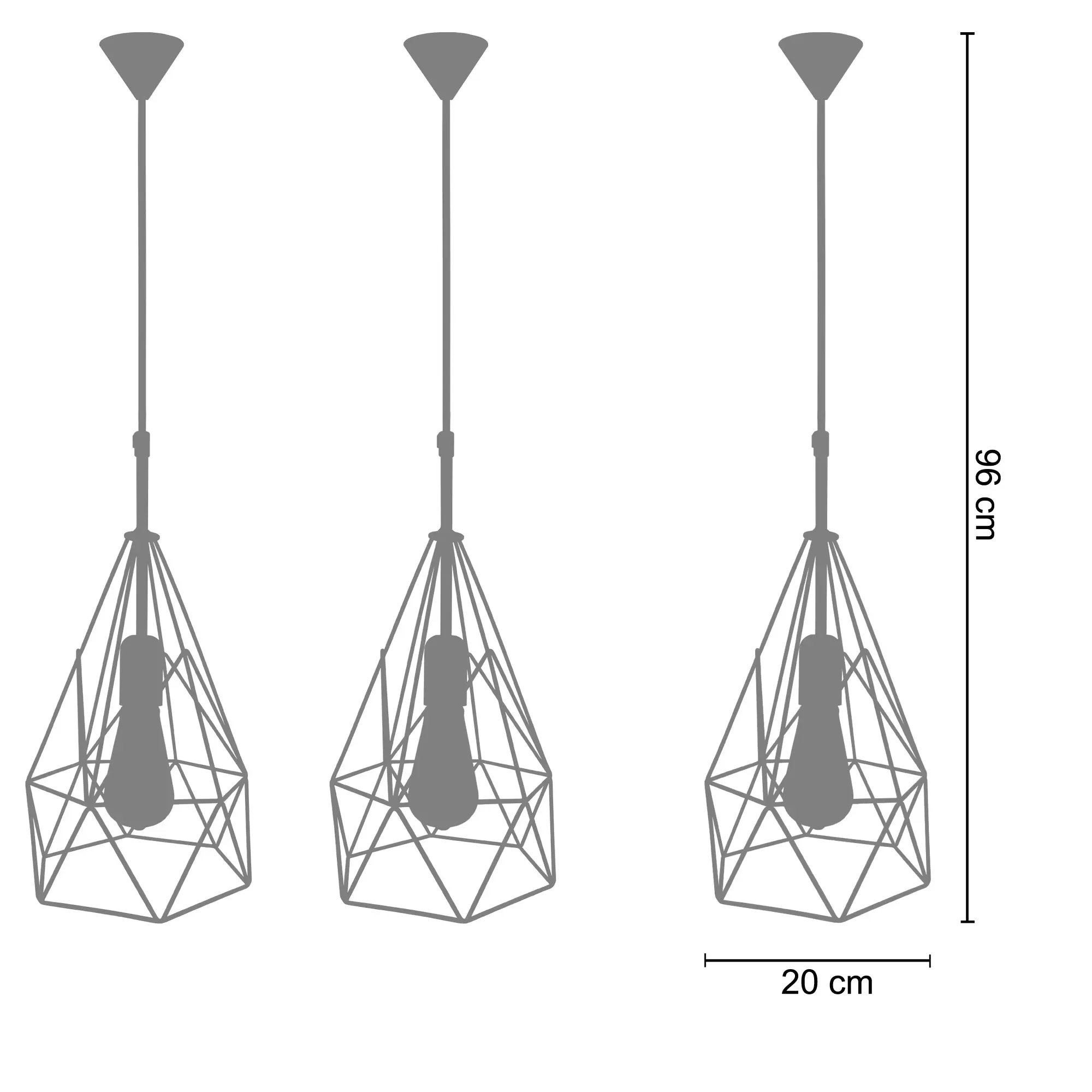 Illustration numéro 3 du produit Suspension  métal,Noir ,H 96xD 20x P 20cm