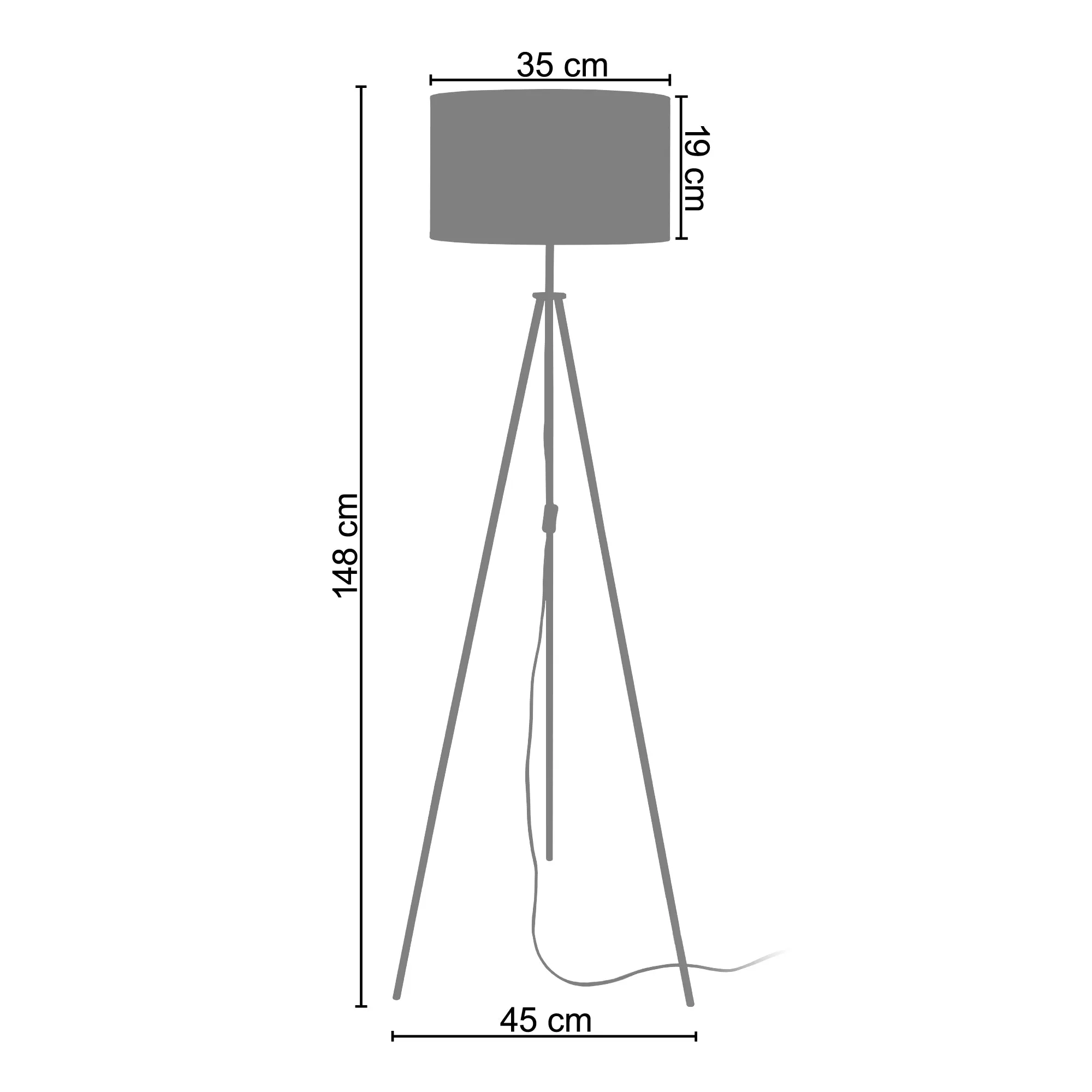 Illustration numéro 3 du produit Lampadaire  métal,Blanc ,H148xD45xP45cm