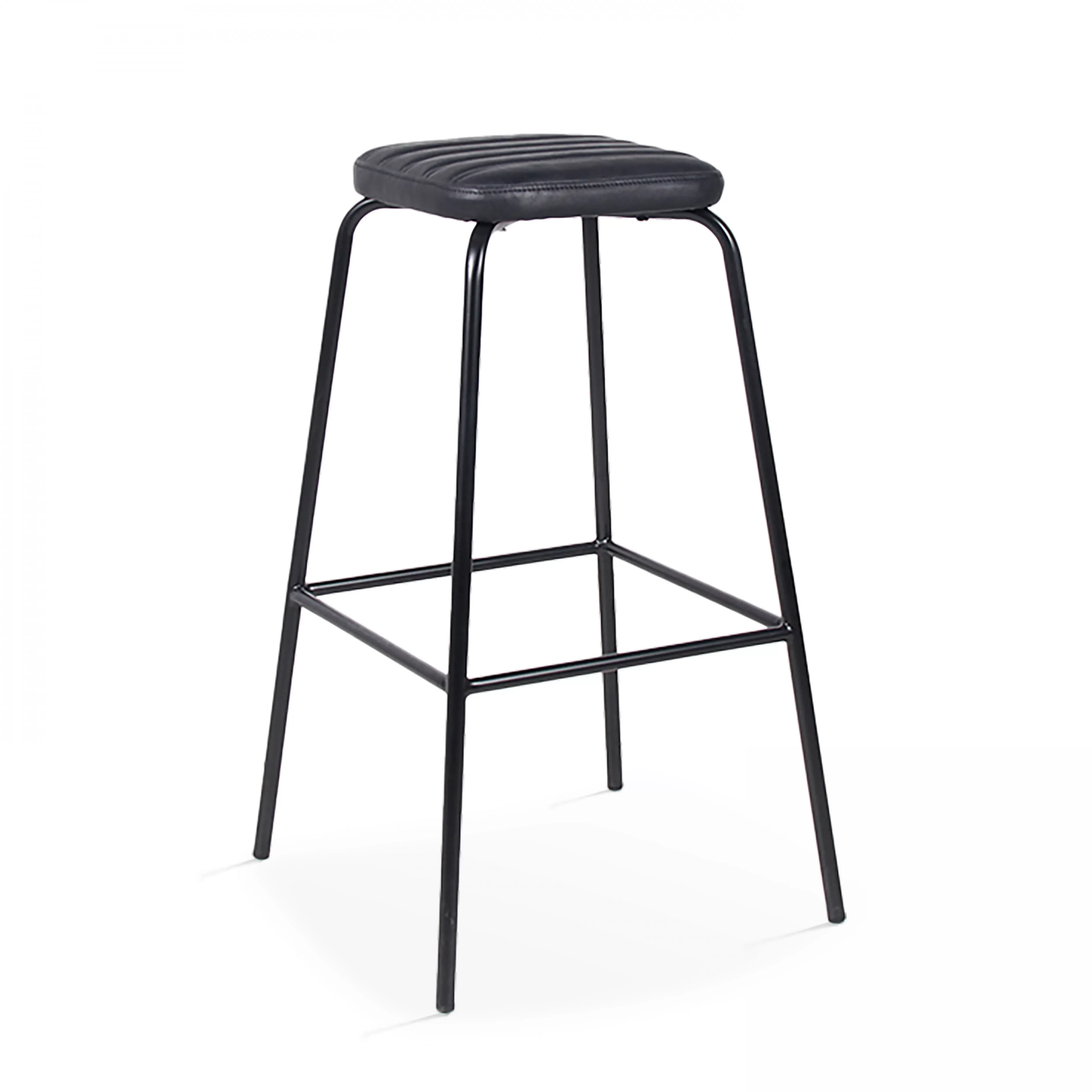 Illustration numéro 3 du produit Lot de 2 tabourets hauts en textile enduit noir