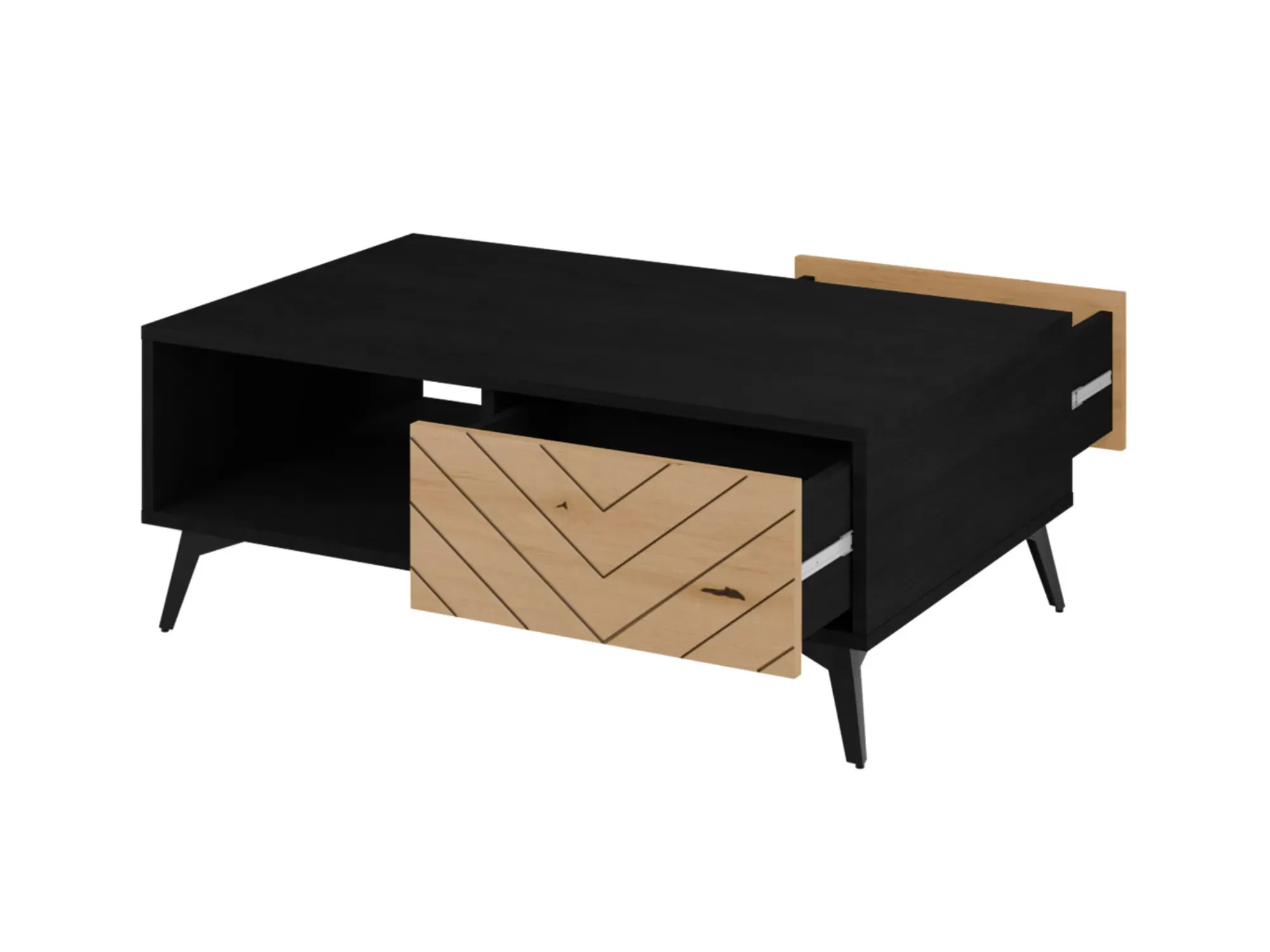 Illustration numéro 3 du produit Table basse style industriel 104 cm bois / noir