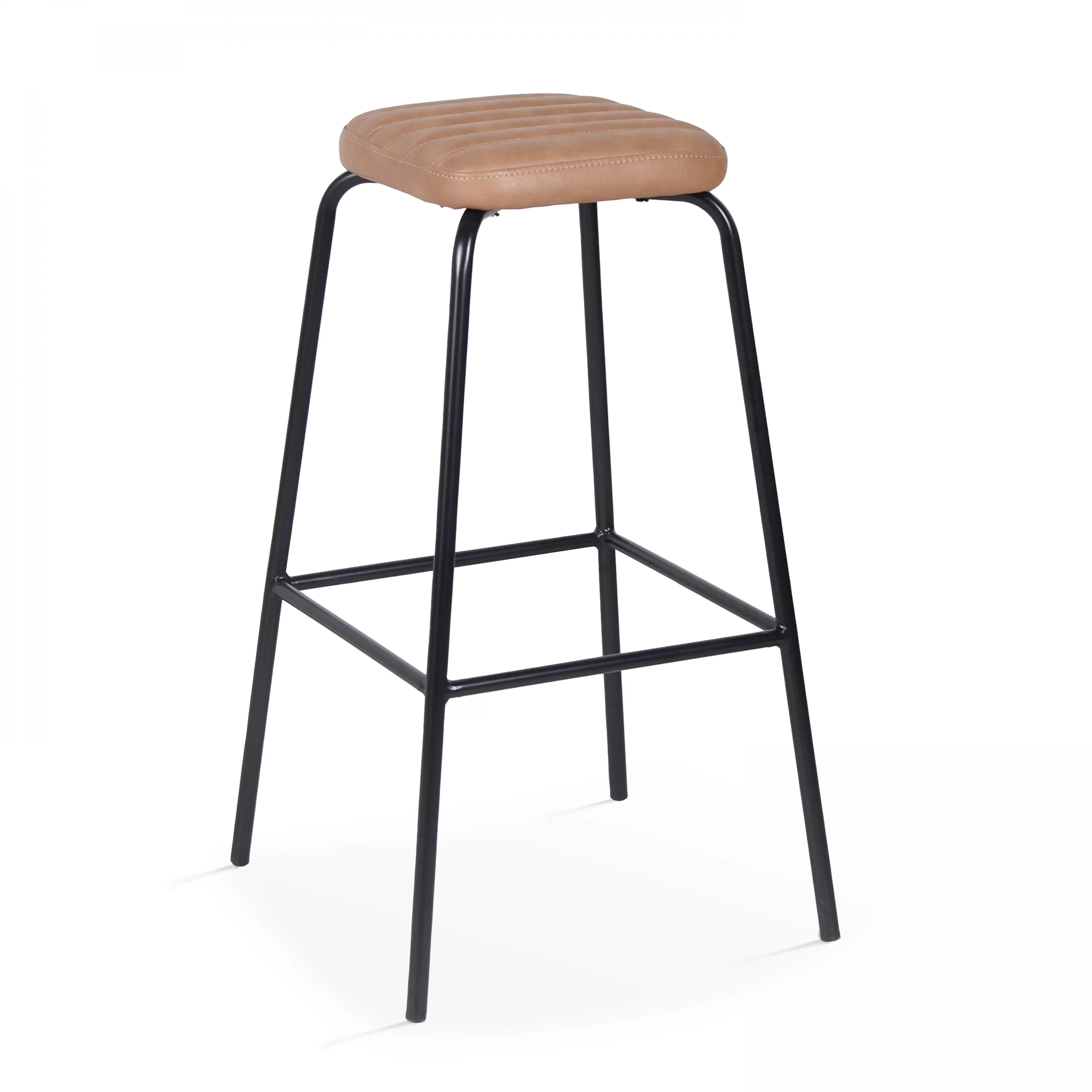 Illustration numéro 3 du produit Lot de 2 tabourets hauts en textile enduit marron clair