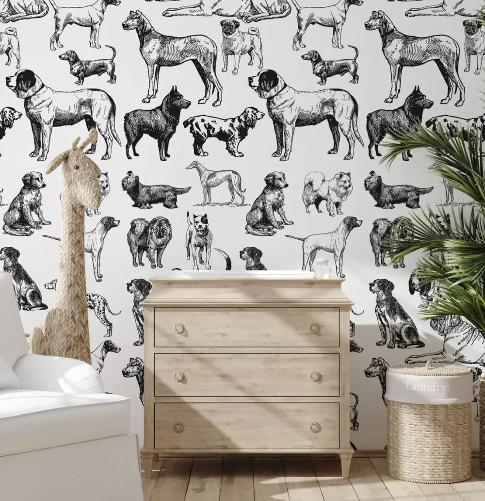 Illustration numéro 3 du produit Papier Peint Chiens,papier écologique fin,200x280cm,8 feuilles