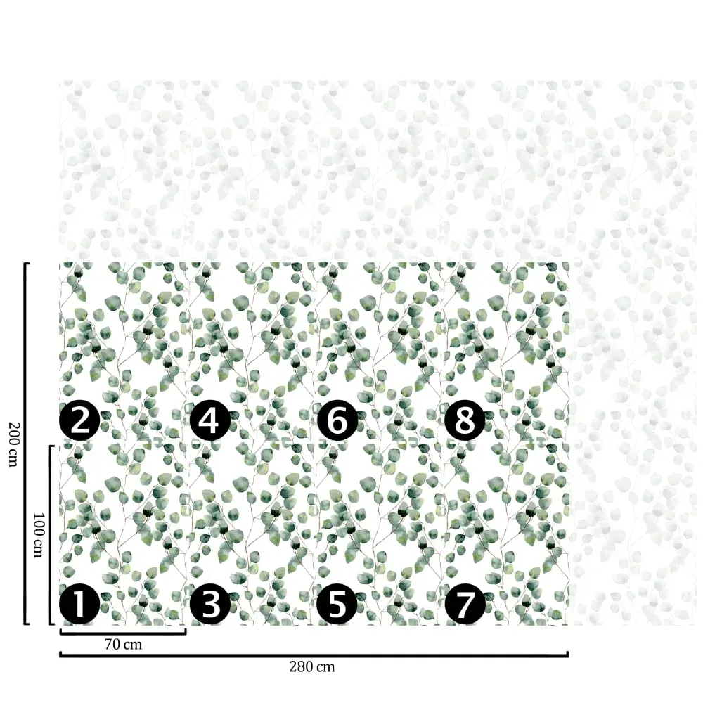 Illustration numéro 3 du produit Papier Peint Eucalyptus,papier écologique fin,200x280cm,8 feuilles