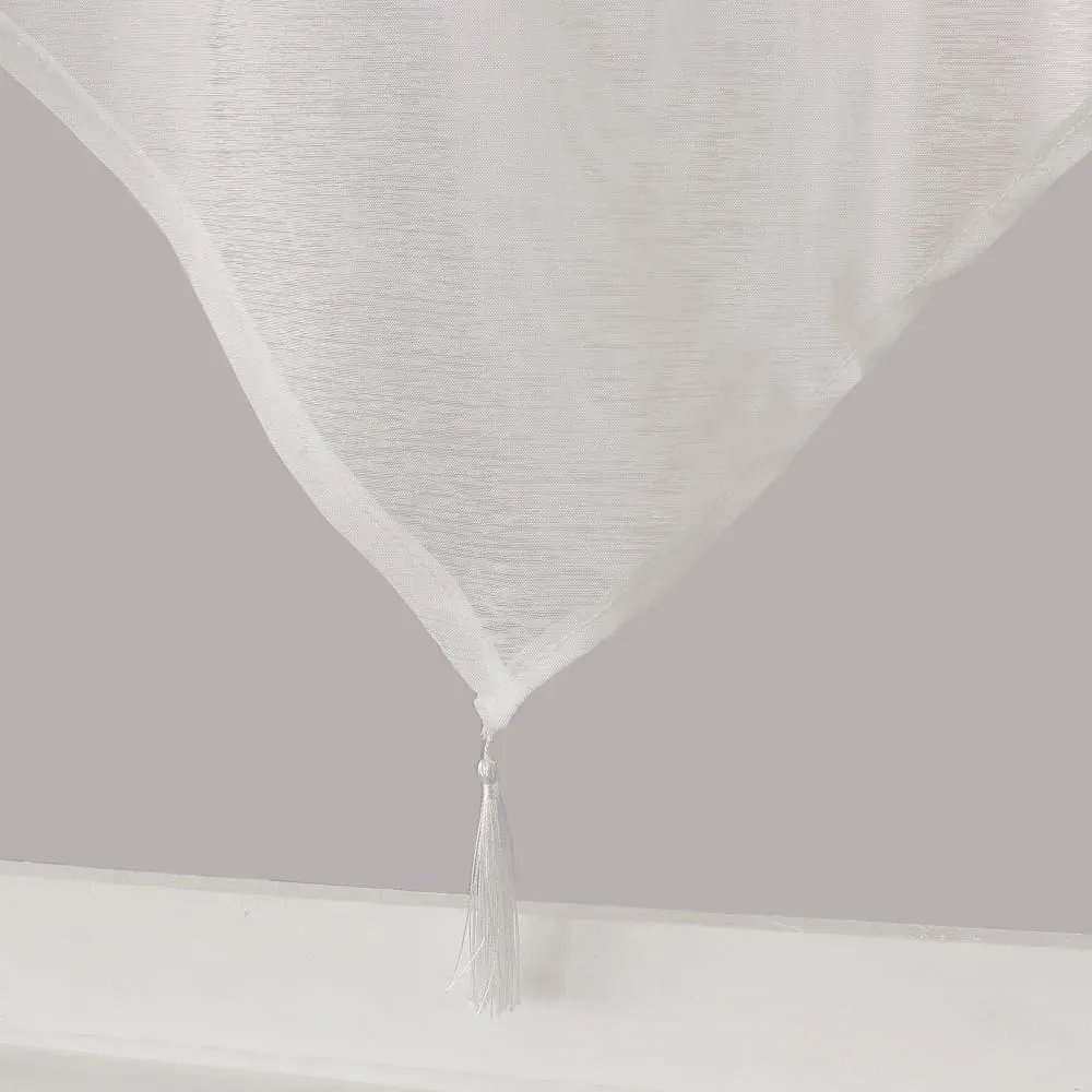 Illustration numéro 3 du produit Paire de petits voilages en pointe avec pompon polyester blanc 60x160